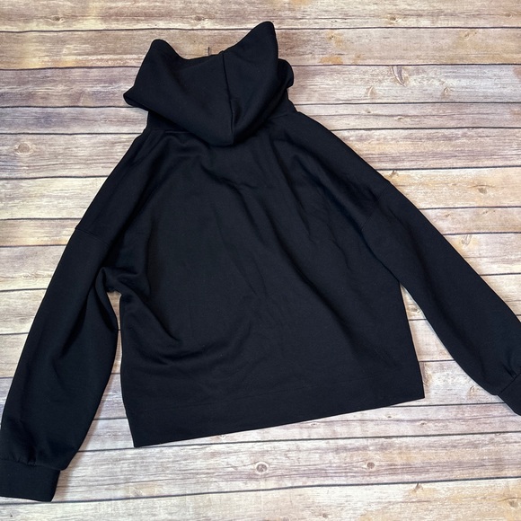 Calvin Klein Women's Seam Detail Long Sleeve Hoodie Sweatshirt Black M - Picture 2 of 5